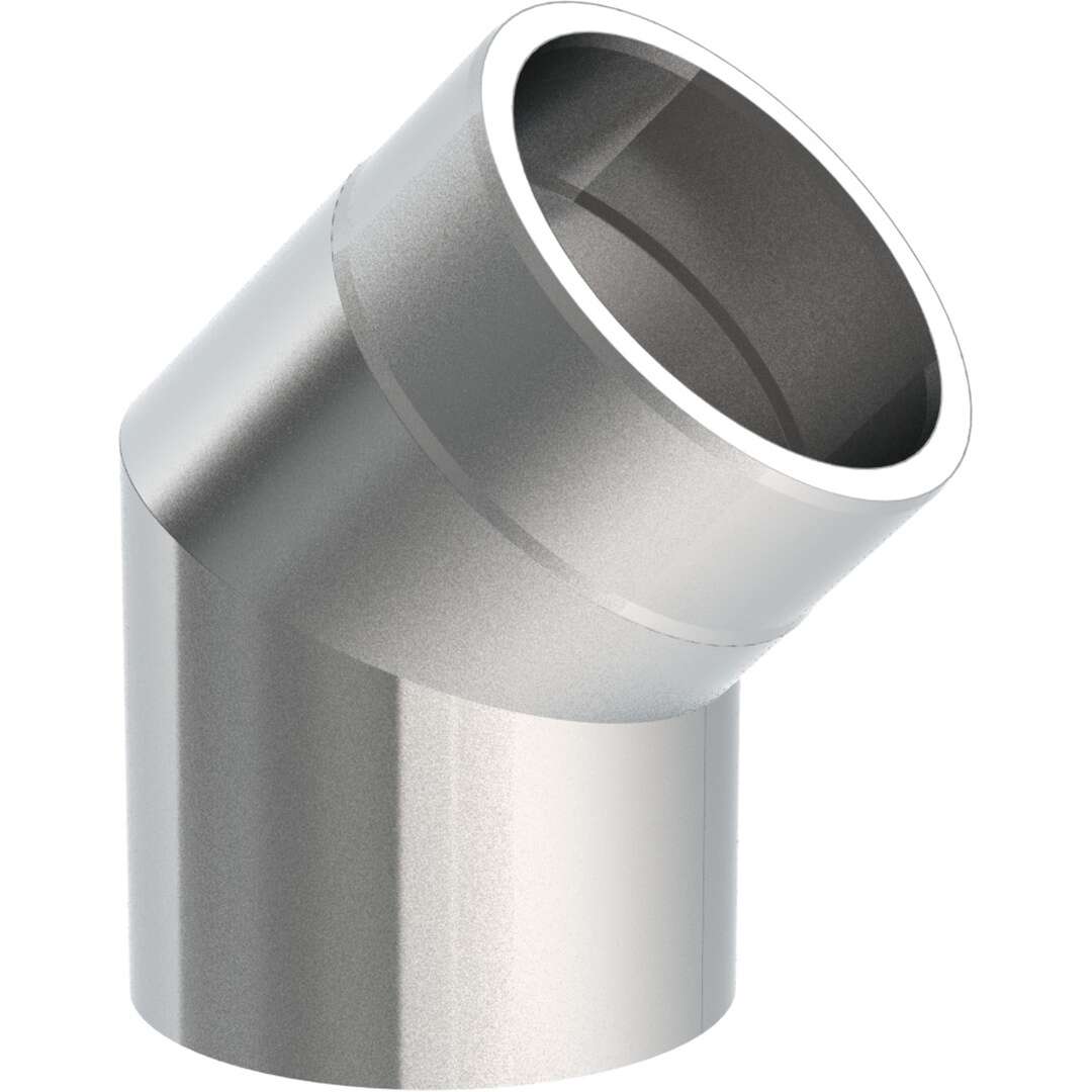 Ofenrohr doppelwandig Ø 130 mm ISO-Line Winkel 45° - Edelstahl gebürstet