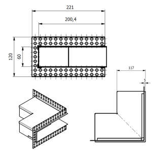 Luftleiste Open Air DOT Ecke 20 cm schwarz