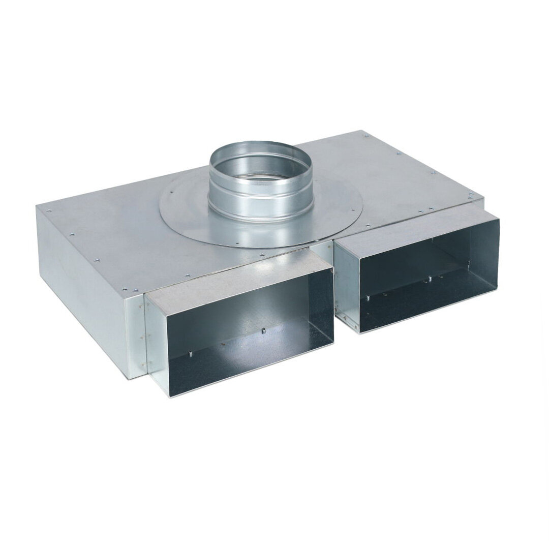 Flachkanal Verteiler 200 x 90 mm auf rund