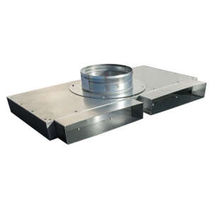 Flachkanal Verteiler 200 x 90 mm auf rund