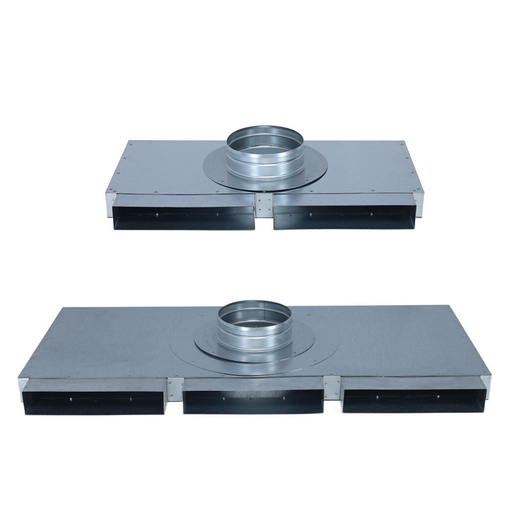 Flachkanal Verteiler 250 x 50 mm auf rund