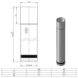 Pelletofenrohr &Oslash; 80 mm Schiebeelement 80-420 mm - Edelstahl