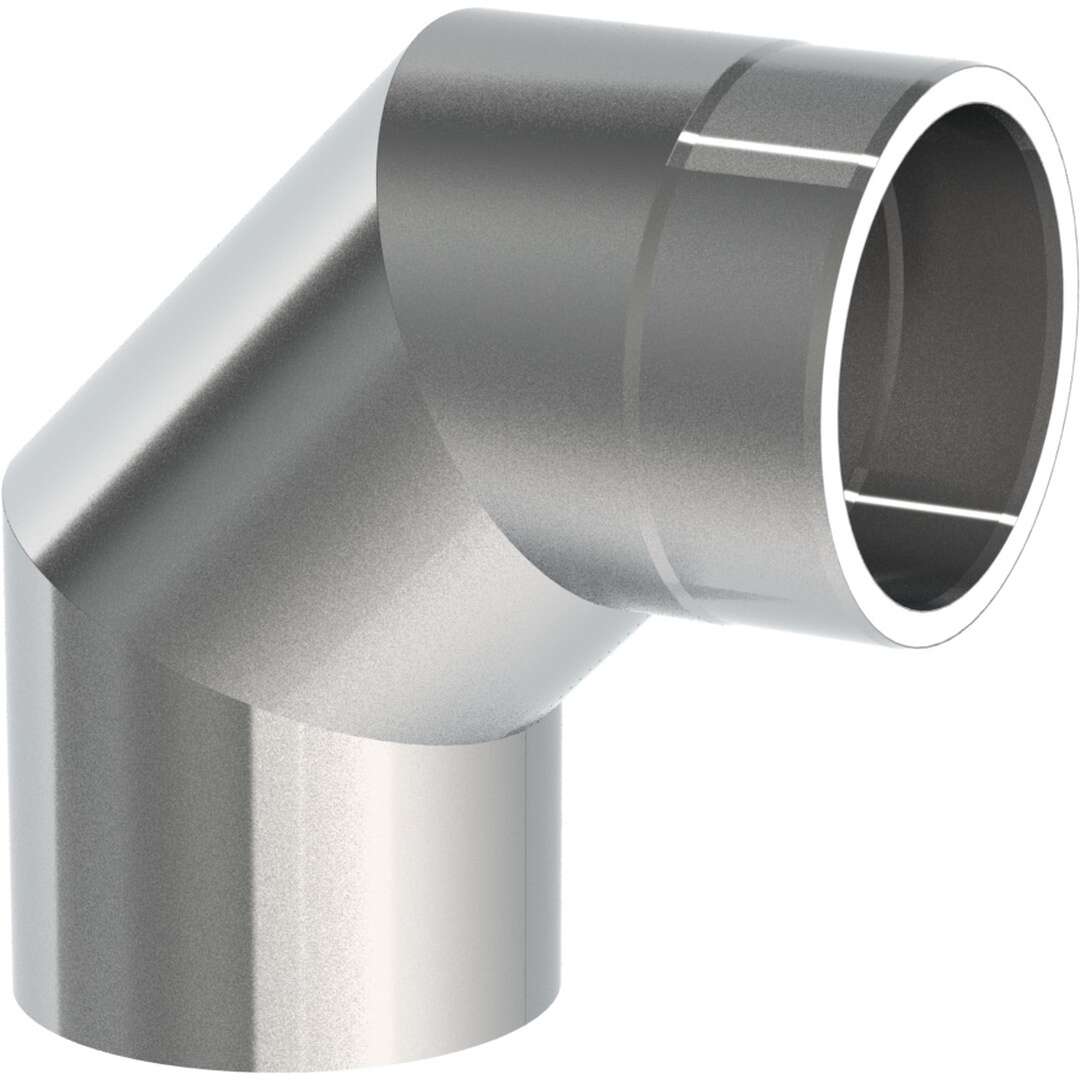 Ofenrohr doppelwandig Ø 130 mm ISO-Line Winkel 90° - Edelstahl gebürstet