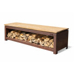 Gartenbank 180 cm mit Holzlager corten
