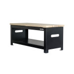 Gartenbank 100 cm mit Holzlager, schwarz