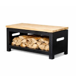Gartenbank 100 cm mit Holzlager, schwarz