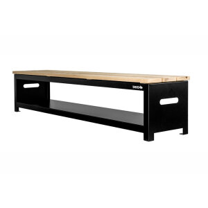 Gartenbank 180 cm mit Holzlager, schwarz