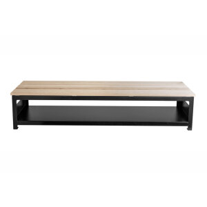 Gartenbank 180 cm mit Holzlager, schwarz