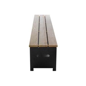 Gartenbank 180 cm mit Holzlager, schwarz
