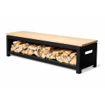 Gartenbank 180 cm mit Holzlager, schwarz