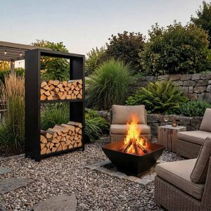 Holzregal / Woodstore, schwarz