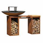 Plancha-Set PIO 100 Deluxe 1 - mit 2 Holzlagern, Ablage und Topgrill