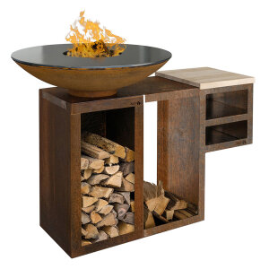 Plancha-Set PIO 100 Premium 1 - mit Holzlager und Ablage