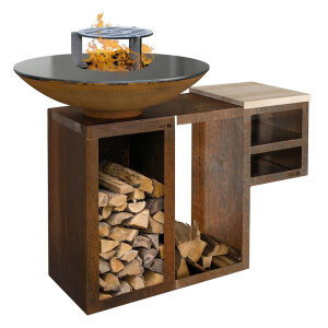 Plancha-Set PIO 100 Premium 1 - mit Holzlager und Ablage