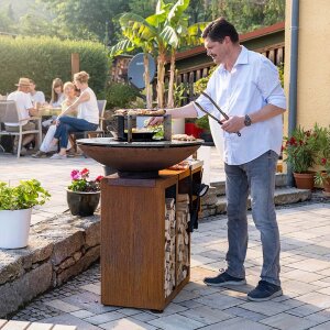 Plancha-Set PIO 100 Premium 1 - mit Holzlager und Ablage