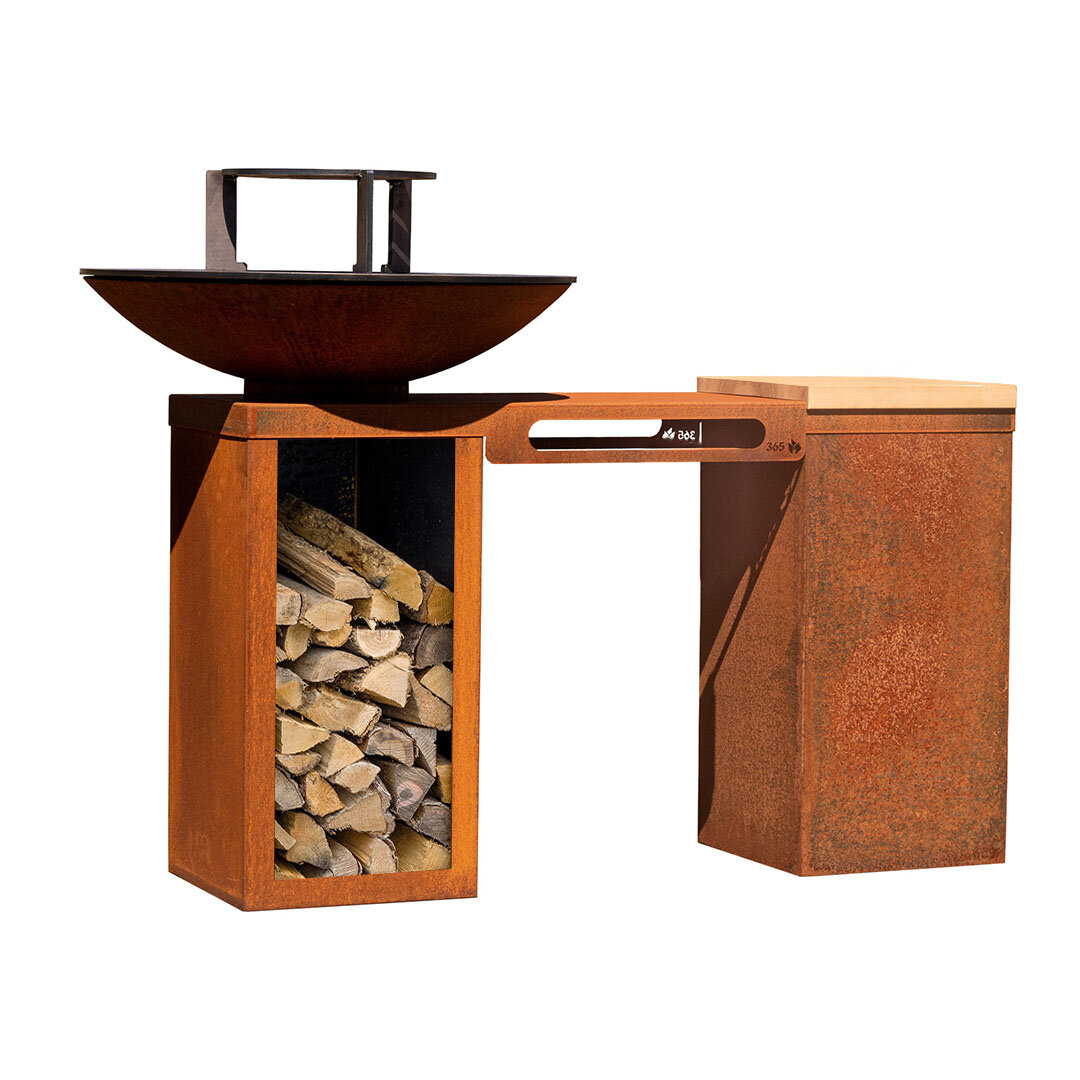 Plancha-Set PIO 80 Deluxe 3 - mit Podest, Holzlager, Ablage und Topgrill