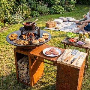 Plancha-Set PIO 80 Deluxe 3 - mit Podest, Holzlager,...