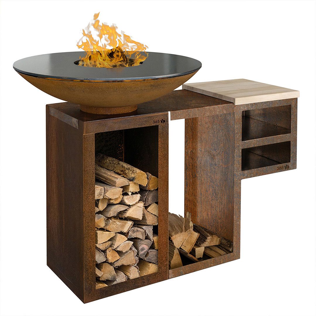 Plancha-Set PIO 80 Premium 1 - mit Holzlager und Ablage