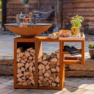Plancha-Set PIO 80 Premium 1 - mit Holzlager und Ablage
