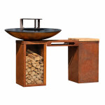 Plancha-Set PIO 100 Deluxe 3 - mit Podest, Holzlager, Ablage und Topgrill