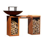 Plancha-Set PIO 80 Deluxe 1 - mit 2 Holzlagern, Ablage und Topgrill