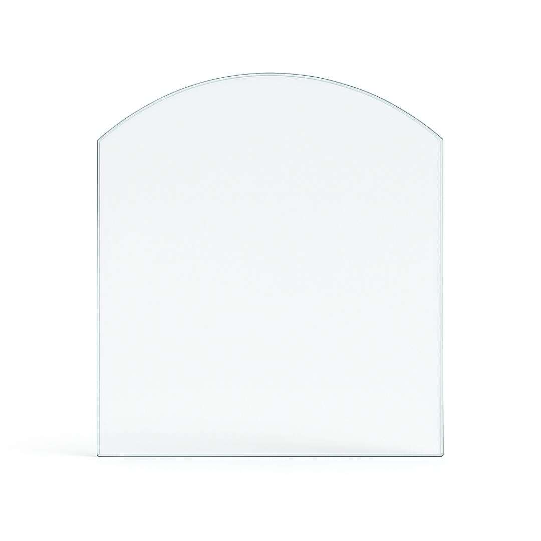 Funkenschutzplatte Glas für Kaminofen Segmentbogen 110 x 85 x 0,6 cm