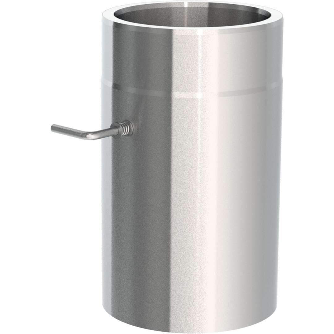 Ofenrohr doppelwandig Ø 130 mm ISO-Line Längenelement 300 mm mit Drosselklappe - Edelstahl gebürstet