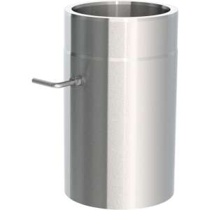 Ofenrohr doppelwandig &Oslash; 130 mm ISO-Line L&auml;ngenelement 300 mm mit Drosselklappe - Edelstahl geb&uuml;rstet