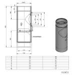 Ofenrohr doppelwandig Ø 130 mm ISO-Line Längenelement 500 mm mit Drosselklappe - Edelstahl gebürstet