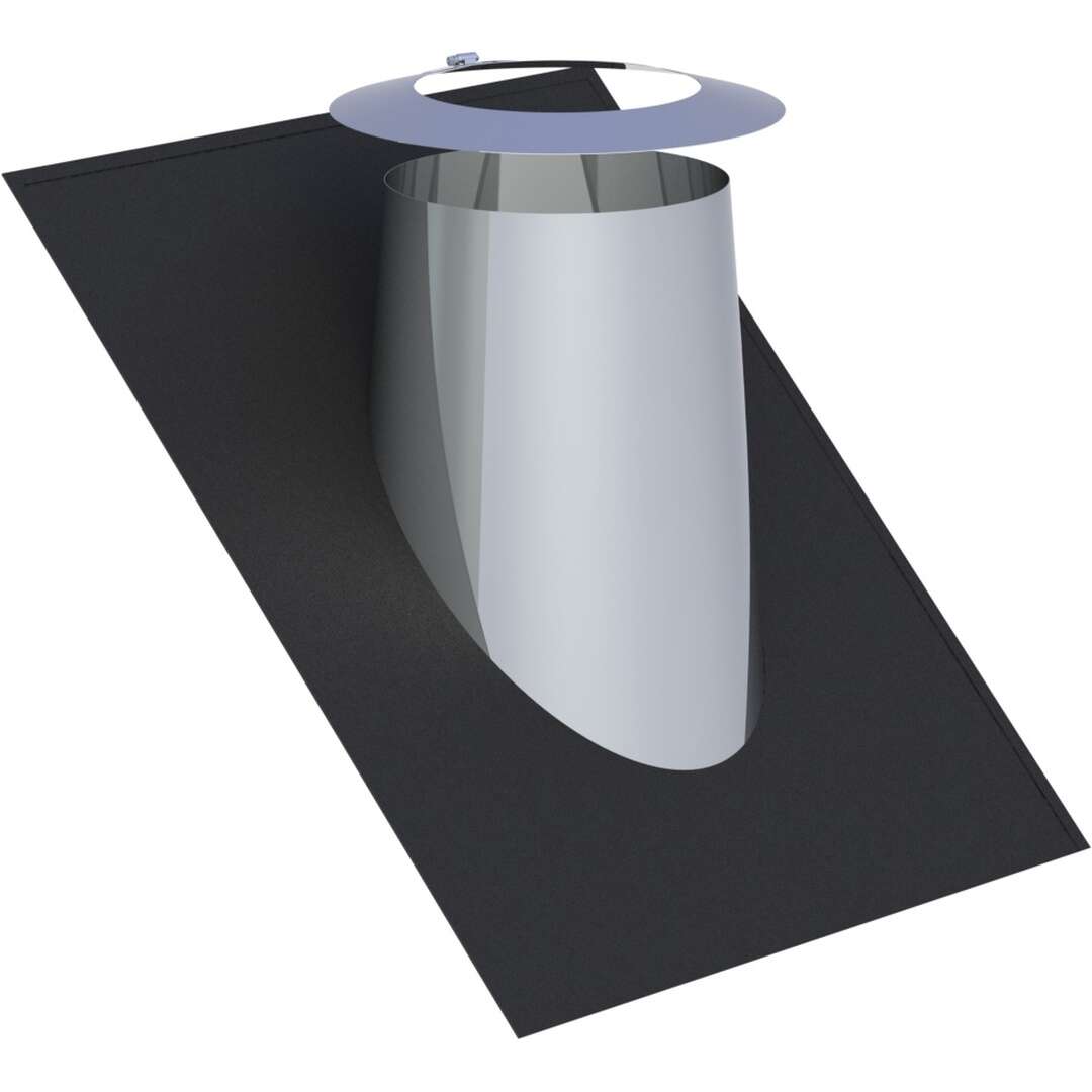 DW-ECO 2.0 Ø 130 mm - Dachdurchführung 36 - 45° mit Elastomerrand schwarz und Wetterkragen