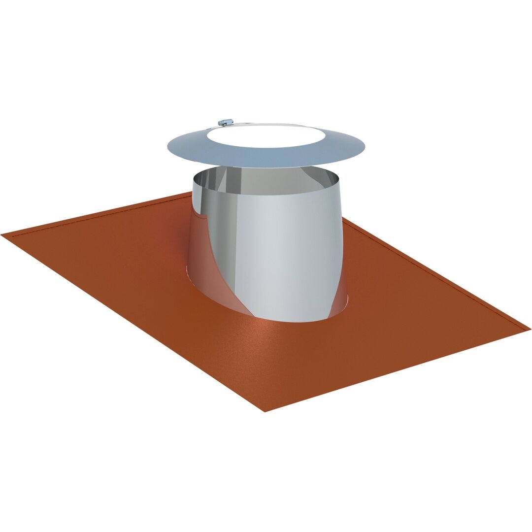 DW-ECO 2.0 Ø 160 mm - Dachdurchführung 5 - 15° mit Elastomerrand ziegelrot und Wetterkragen