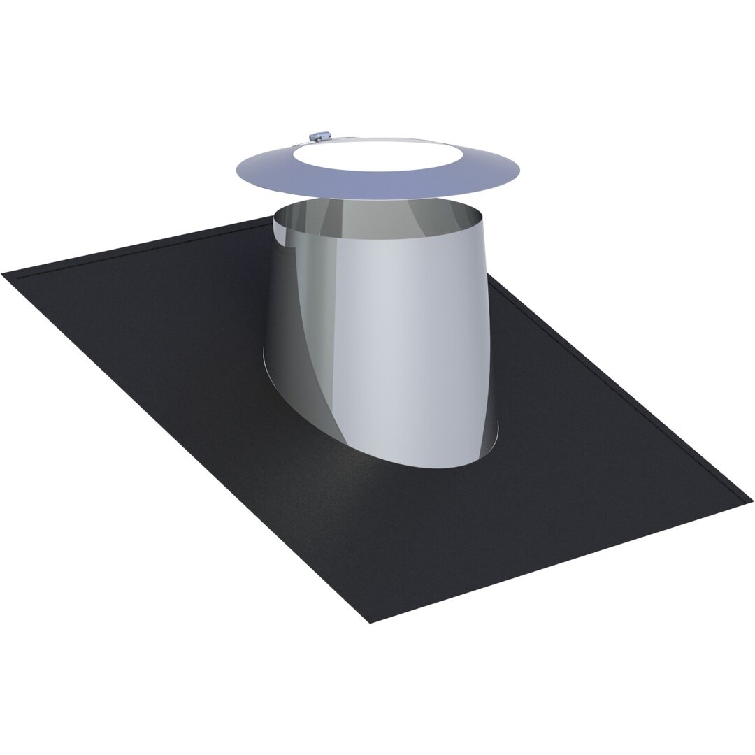 DW-ECO 2.0 Ø 160 mm - Dachdurchführung 16 - 25° mit Elastomerrand schwarz und Wetterkragen