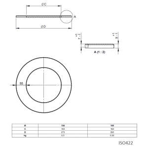 &Oslash; 130 mm ISO-Line Wandrosette 55 mm - Edelstahl geb&uuml;rstet