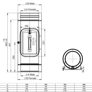 DW-White Ø 130 mm Revisionselement ausgehalst,...