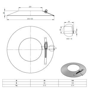 Pelletofenrohr Wandrosette &Oslash; 80 mm - schwarz