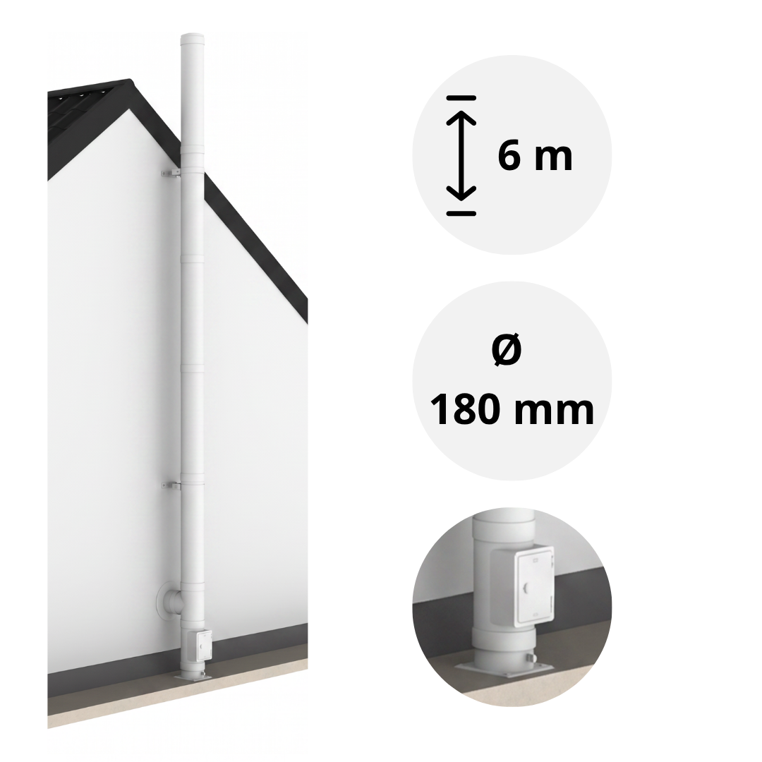 6 m DW-White Ø 180 mm Edelstahlschornstein...