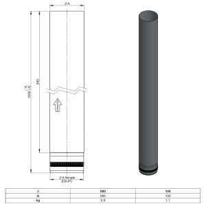 Pelletofenrohr Längenelement 100 cm - Ø 80 mm...