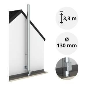 3,3 m - DW-ECO 2.0 Edelstahlschornstein &Oslash; 130 mm Komplettset doppelwandig Bodenmontage