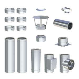 3,3 m - DW-ECO 2.0 Edelstahlschornstein &Oslash; 130 mm Komplettset doppelwandig Bodenmontage
