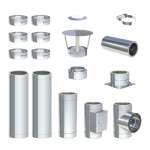 3,3 m - DW-ECO 2.0 Edelstahlschornstein Ø 130 mm Komplettset doppelwandig Bodenmontage