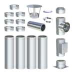 4,8 m - DW-ECO 2.0 Edelstahlschornstein Ø 130 mm Komplettset doppelwandig Bodenmontage