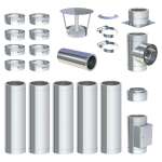5,7 m - DW-ECO 2.0 Edelstahlschornstein Ø 130 mm Komplettset doppelwandig Bodenmontage