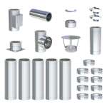 6,2 m - DW-ECO 2.0 Edelstahlschornstein Ø 130 mm Komplettset doppelwandig Bodenmontage