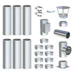 6,7 m - DW-ECO 2.0 Edelstahlschornstein Ø 130 mm Komplettset doppelwandig Bodenmontage