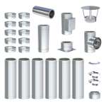 7,1 m - DW-ECO 2.0 Edelstahlschornstein Ø 130 mm Komplettset doppelwandig Bodenmontage