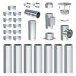 8 m - DW-ECO 2.0 Edelstahlschornstein Ø 130 mm Komplettset doppelwandig Bodenmontage