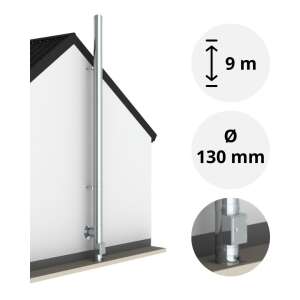 9 m - DW-ECO 2.0 Edelstahlschornstein &Oslash; 130 mm Komplettset doppelwandig Bodenmontage