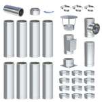 9 m - DW-ECO 2.0 Edelstahlschornstein Ø 130 mm Komplettset doppelwandig Bodenmontage