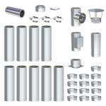 10 m - DW-ECO 2.0 Edelstahlschornstein Ø 130 mm Komplettset doppelwandig Bodenmontage