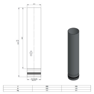 Pelletofenrohr Längenelement 50 cm - Ø 100 mm...